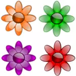 Čtyři květy geometrické vektorové grafiky