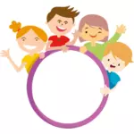 Quattro bambini e cerchio