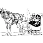 Mann und Frau in Schlitten Wagen gezogen von Pferd-Vektorgrafik