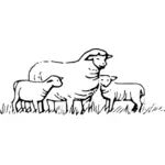 Векторное изображение овец и дети