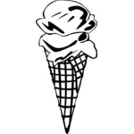 Ilustración vectorial de tres bolas de helado en un cono