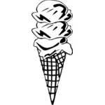 Imagem vetorial de três bolas de sorvete em um cone