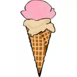 Ilustración de vector de color de dos bolas de helado en un cono