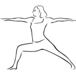 矢量绘图的勇士二瑜伽姿势