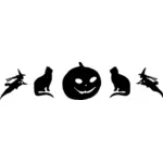 हेलोवीन सिल्हूट वेक्टर छवि चुड़ैल और बिल्ली