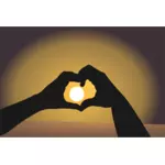 Векторное изображение формы сердца на закате