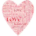 Sydän ja rakkaus -typografia