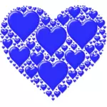 בתמונה וקטורית של הלב הכחול עשוי כמה לבבות קטנים