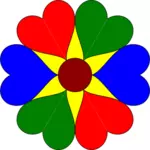 Illustration vectorielle de six coeur fleur coloré