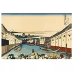 Puente de Nihonbashi en imagen vectorial Edo