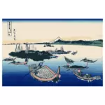 Цукуда остров в провинции Mushashi цветные иллюстрации