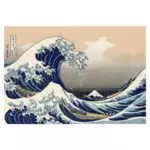 Vektorgrafik med måleri Under vågen utanför Kanagawa