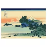 Japansk målning av Shichiri Beach i Sagam vektor illustration