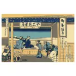 فوجيمي الشاي متجر في يوشيدا اللوحة ناقلات التوضيح