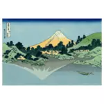 御坂の湖で富士山反射のベクター クリップ アート
