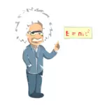 Cartoon-Einstein mit seiner Mathematik