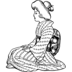 Senhora japonesa sentada