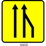 Vektor gambar kanan jalur pengurangan tanda jalan di Perancis