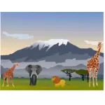 Гора Килиманджаро пейзажи векторные иллюстрации