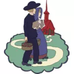 Amish çizim çift