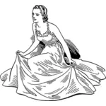 הגברת בכריעה בשמלה