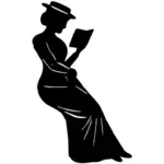 Silueta nóbl dáma, čtení knihy