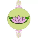 Lotusblomma i rund grön ram