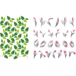Vector de la imagen selección del patrón de hojas y flores