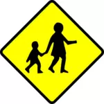 儿童穿越警告标志矢量图像