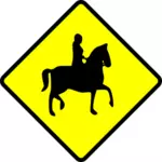 Знак осторожно всадника лошадь векторное изображение