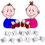 Dva chlapci Linux děti vektorové kreslení