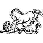 Löwe, Pferd und Einhorn