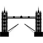 सरल काले और सफेद चित्रण में लंदन टॉवर ब्रिज