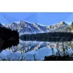 Nízké poly horské jezero reflexe
