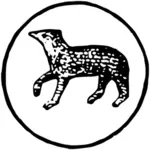 Totem de clan Magua avec wolf en clipart vectoriel noir et blanc