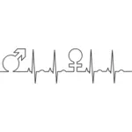 Símbolos masculinos y femeninos con EKG