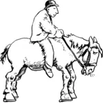 Mann auf ein müdes Pferd