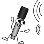 Vektor illustration av komiska mikrofon lyssnar för ljudvågor
