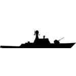一艘军用船只轮廓矢量图像