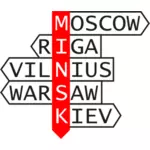 Minsk und Nachbarn Richtung Zeiger Vektor-Bild