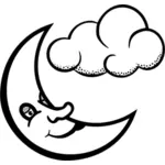 Graphiques vectoriels de lune endormie et nuage