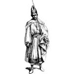 पारंपरिक पोशाक में धसान सैनिक के वेक्टर क्लिप आर्ट