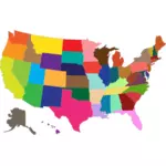 Carte des États-Unis multicolores
