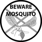 矢量图像的带有蚊子警告标签