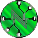 Simbol sirkuit listrik hijau mengkilap