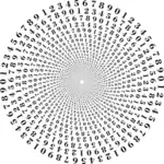Vórtice de números en vector blanco y negro de la imagen