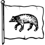 Okwari avec un ours en clipart vectoriel noir et blanc