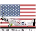 North American P-51-D roviny Vektor Klipart