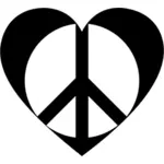 Inima şi pace simbol silueta
