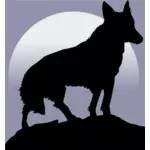 भेड़िया सिल्हूट चंद्रमा वेक्टर छवि के सामने